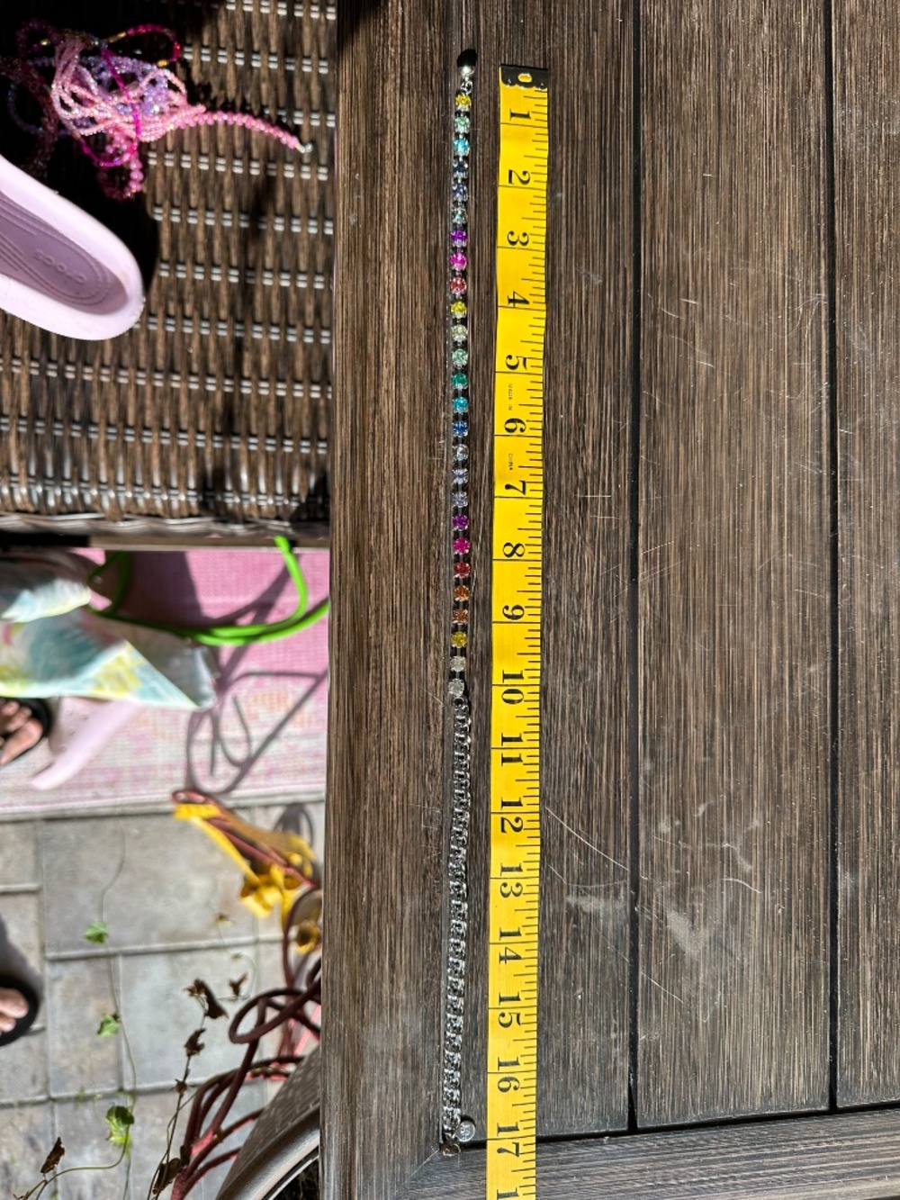 Rainbow Rhinestone Chain Necklace - Silver - Picture 6 of 6